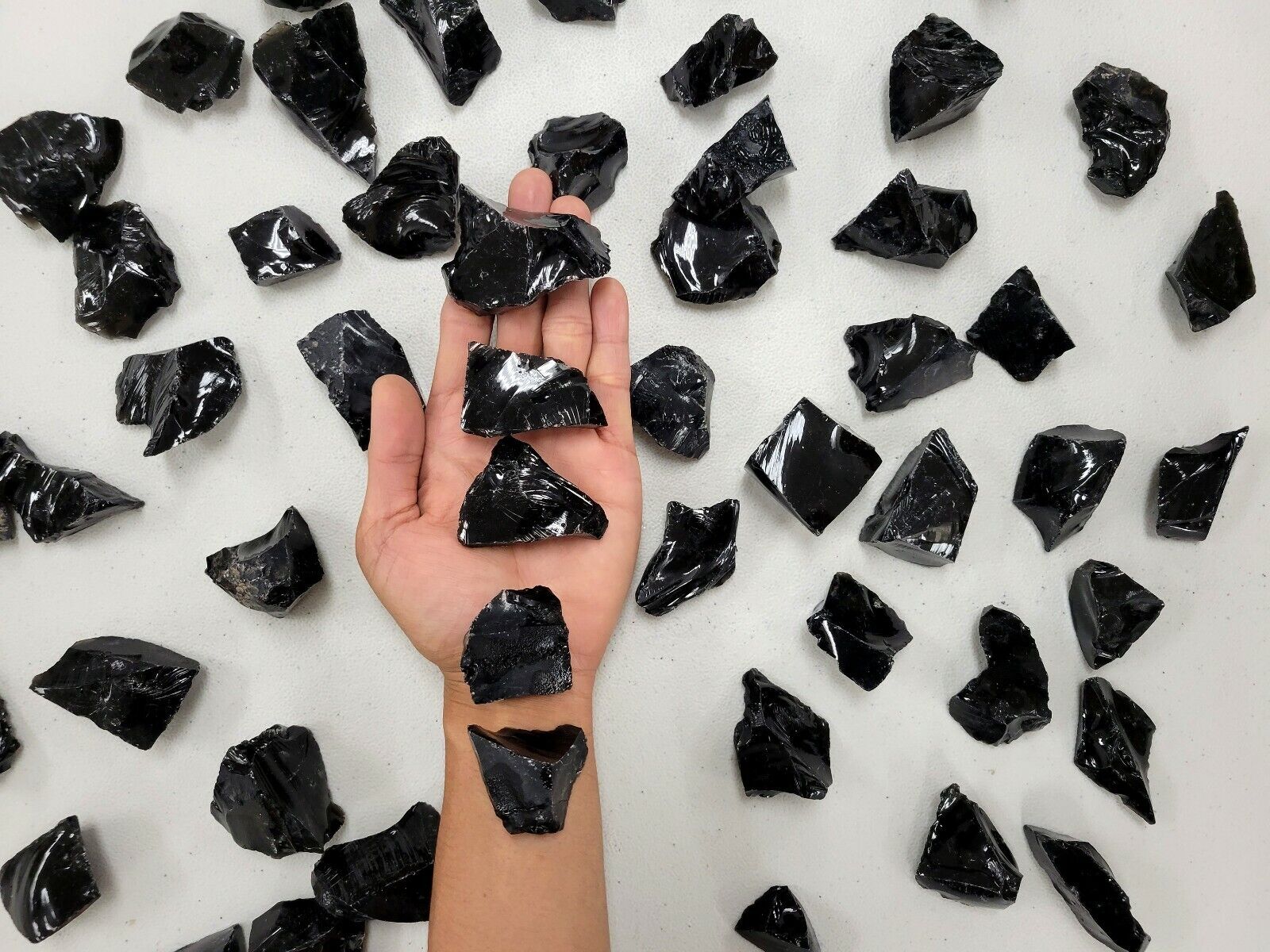 Rough Black Obsidian Crystals Stone Chunks Bulk Raw Natural Healing Gemstones