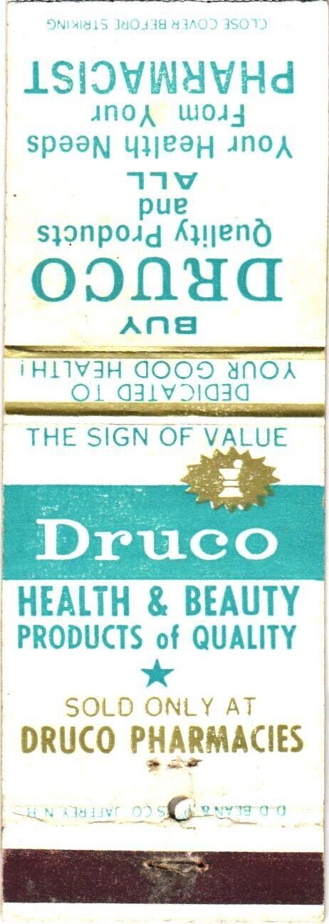 Druco Health & Beauty Products, Druco Pharmacies, Vintage Matchbook Cover