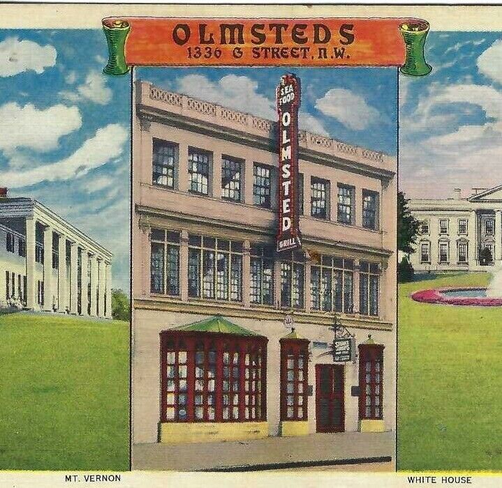 CL-461 Washington D.C. Bert Olmstead\'s Restaurant Linen Postcard  Multiview