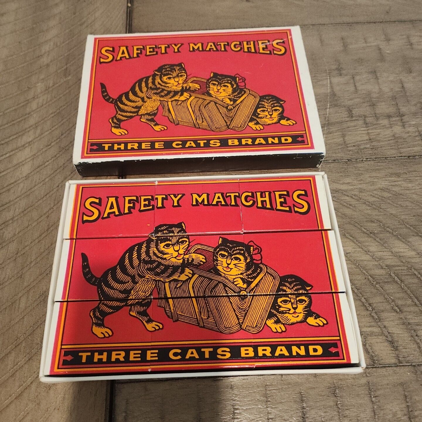 Three Cats Brand Safety Matches Tiny Miniture Games Multiple Boxes Vintage 