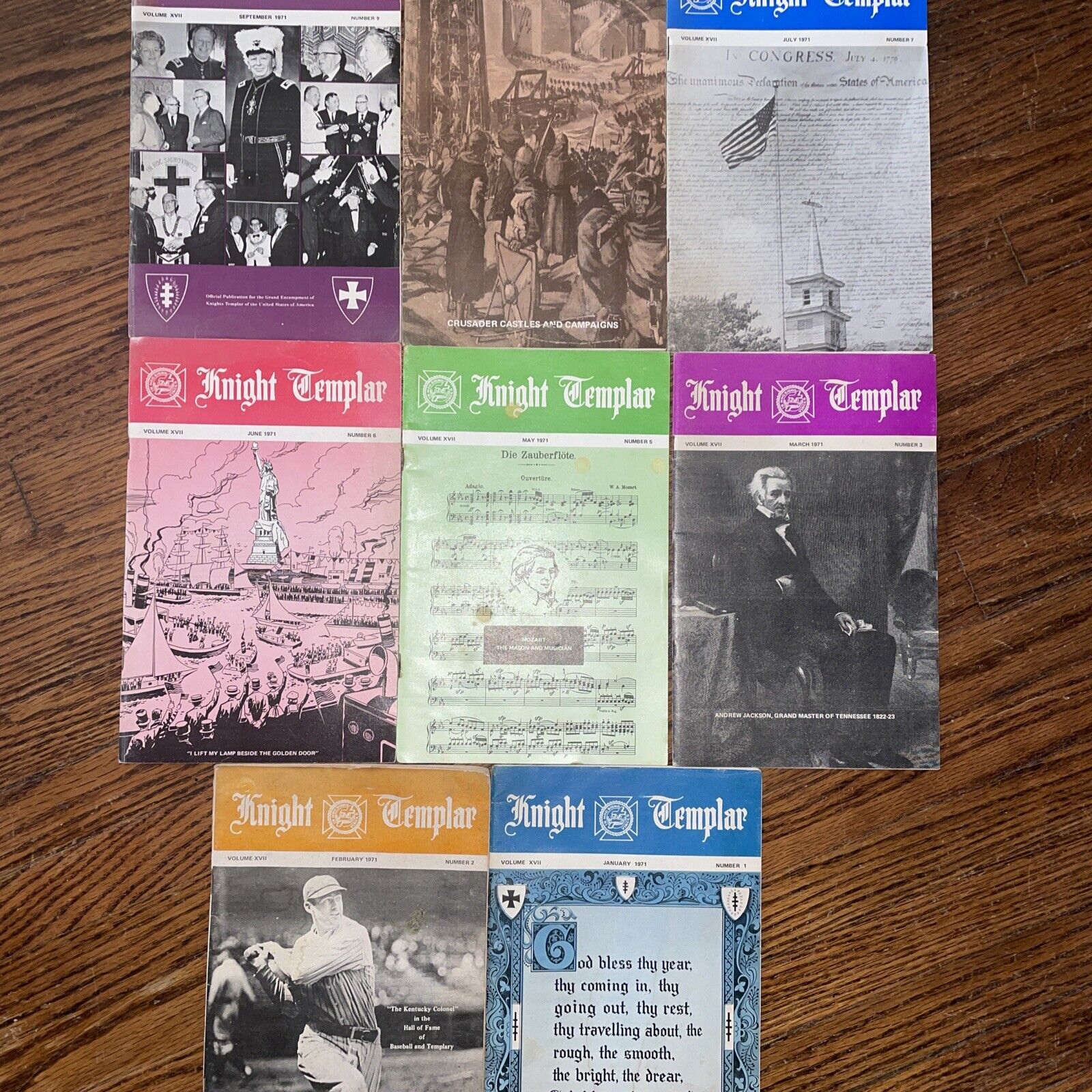 8 Masonic Knight Templar Magazines 1971 Lot of 8 Freemasonry