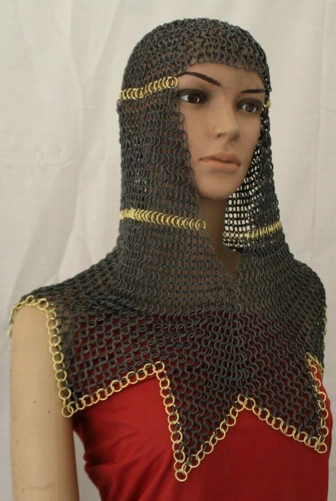 Aluminum Chainmail Hood With Brass Rings