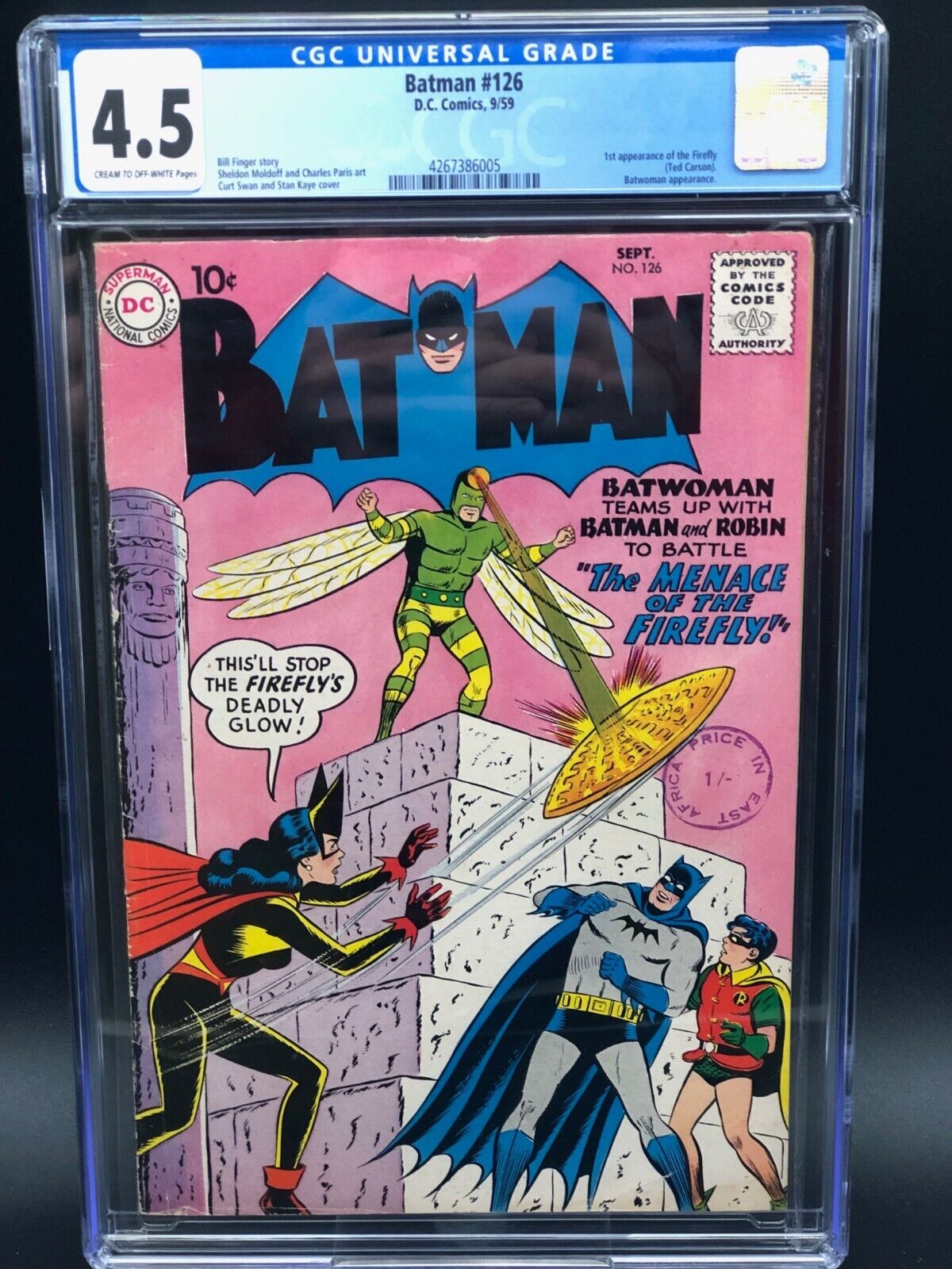 Batman #126 CGC 4.5 1st Appearance of Firefly (Ted Carson) 1959 Silver Age