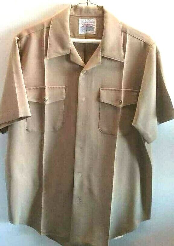 Creighton Mens US Navy Official Uniform Shirt Tan Short Sleeve L 16-16 1/2