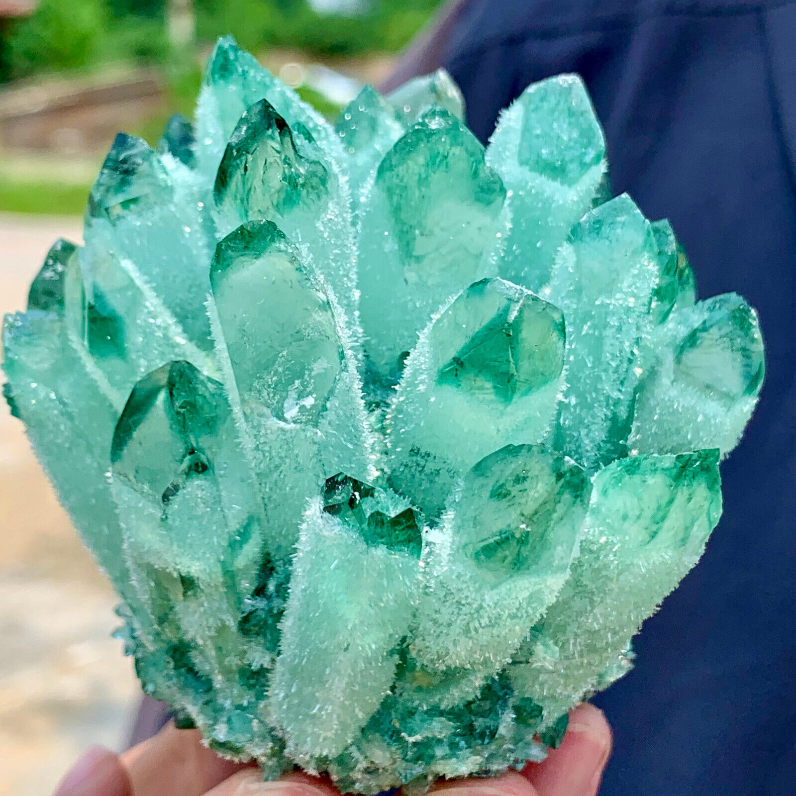 416G New Find green  PhantomQuartz Crystal Cluster MineralSpecimen 708