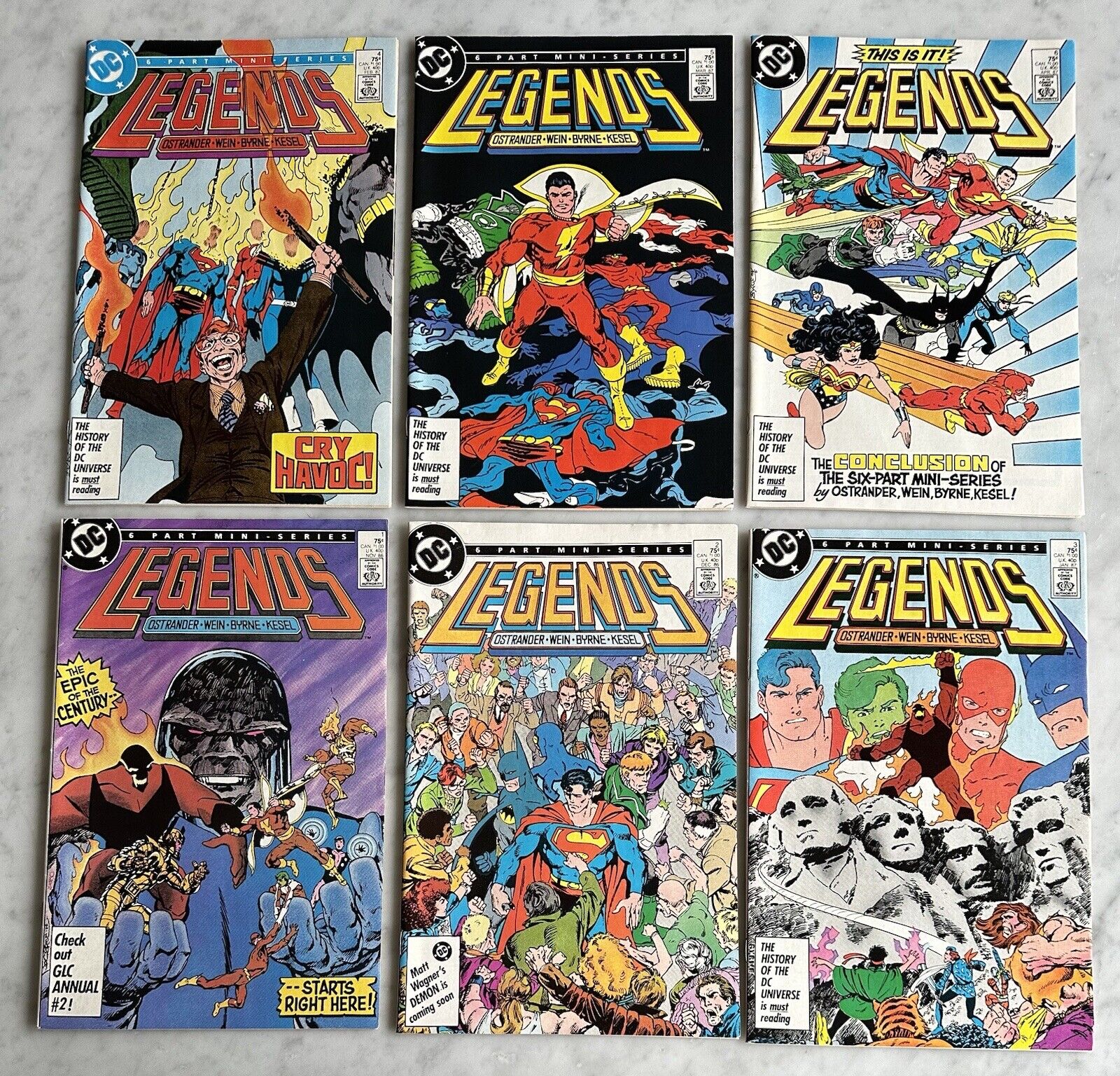 Legends #1 - #6 Full Series Run in VF/NM 9.0 (DC, 1986)