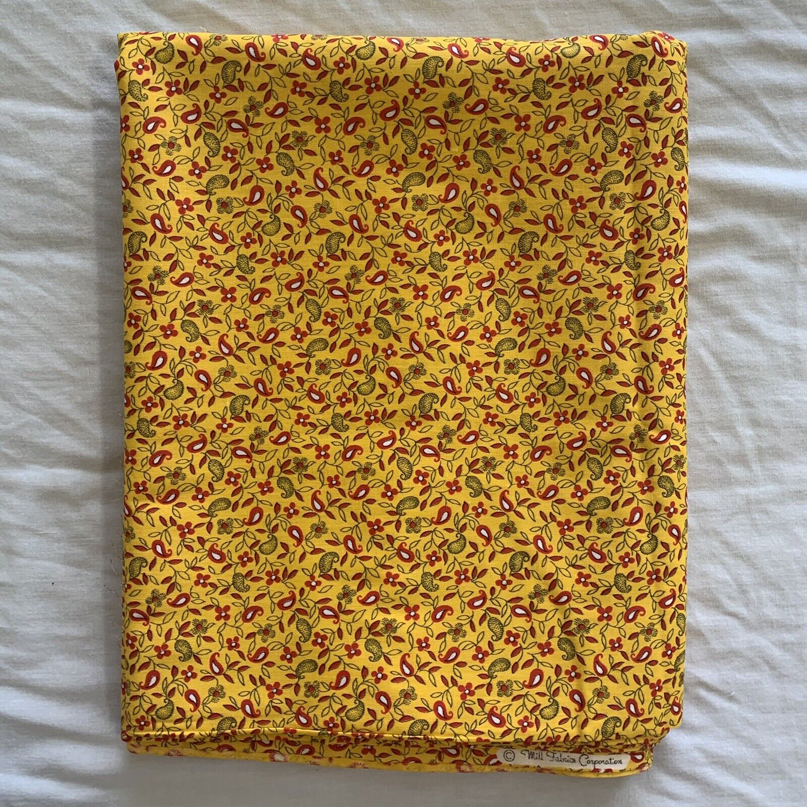 Vintage Yellow Floral Cotton 4 Yards 45” Wide 144” Length Mill Fabrics Corp