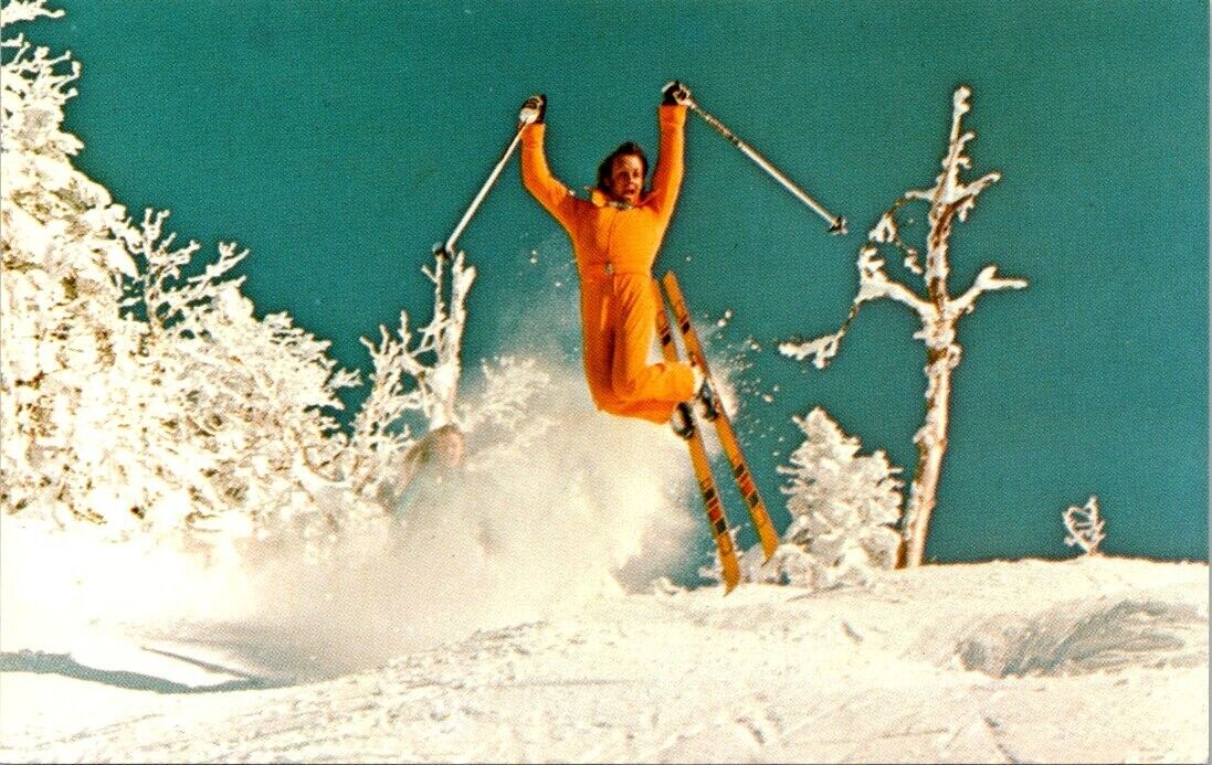 Sugarbush, Vermont Morning Powder for Snow Ski Postcard With Person Skiing