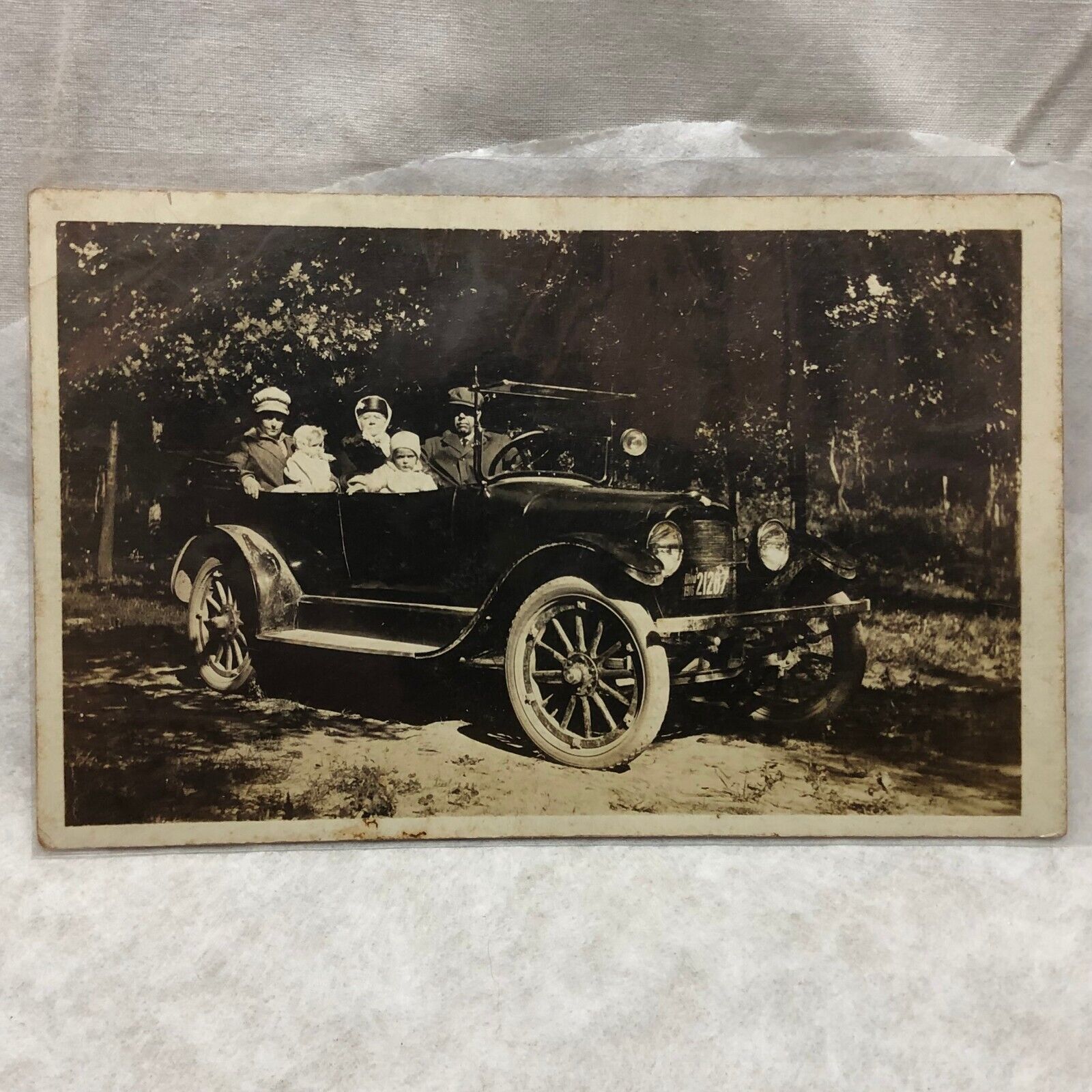 Vintage 1916 Ohio Real Photo Postcard Automobile Car Family
