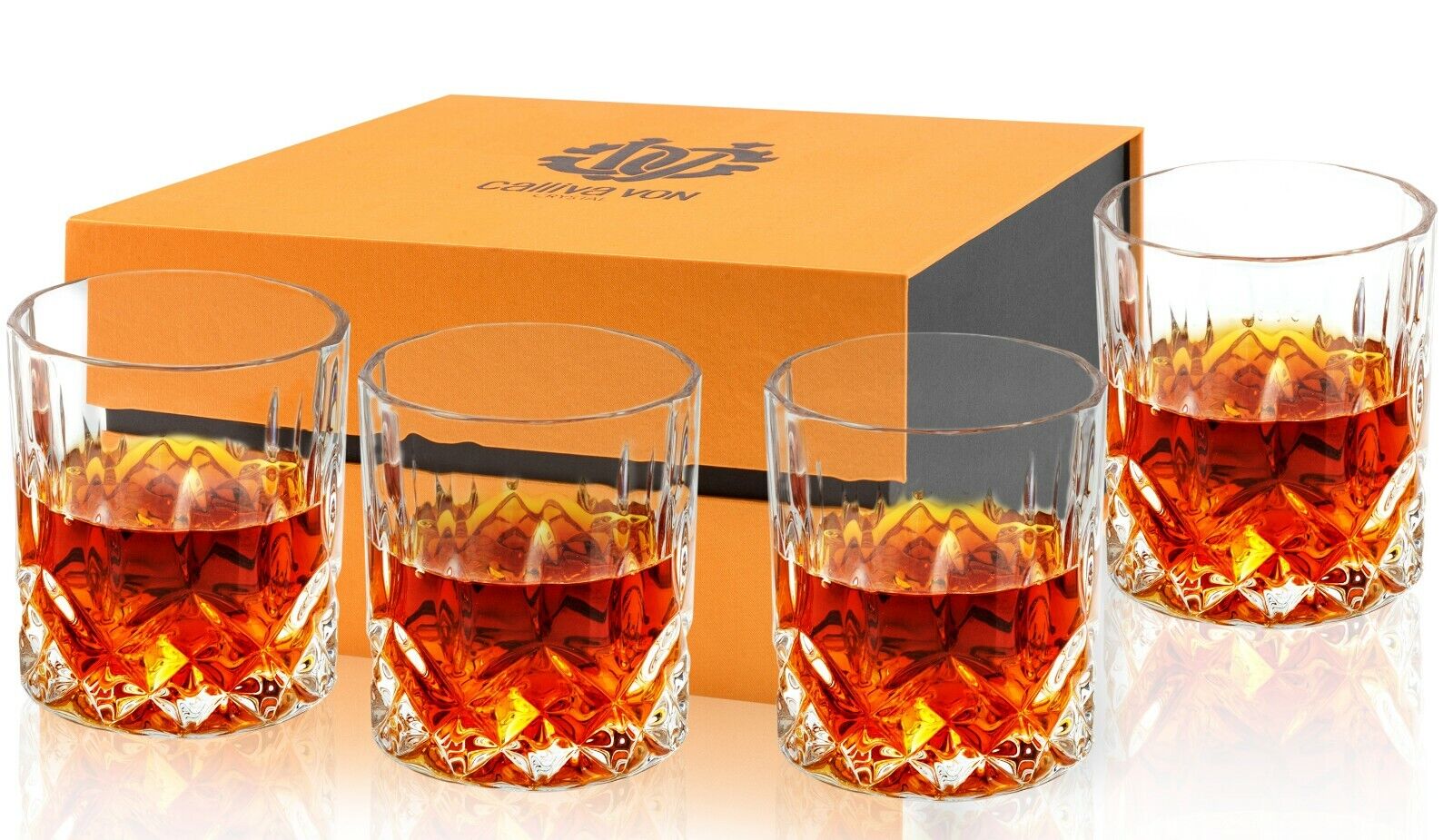 Old Fashioned Whiskey Glasses Crystal Set of 4 for Bourbon Scotch Cocktail 