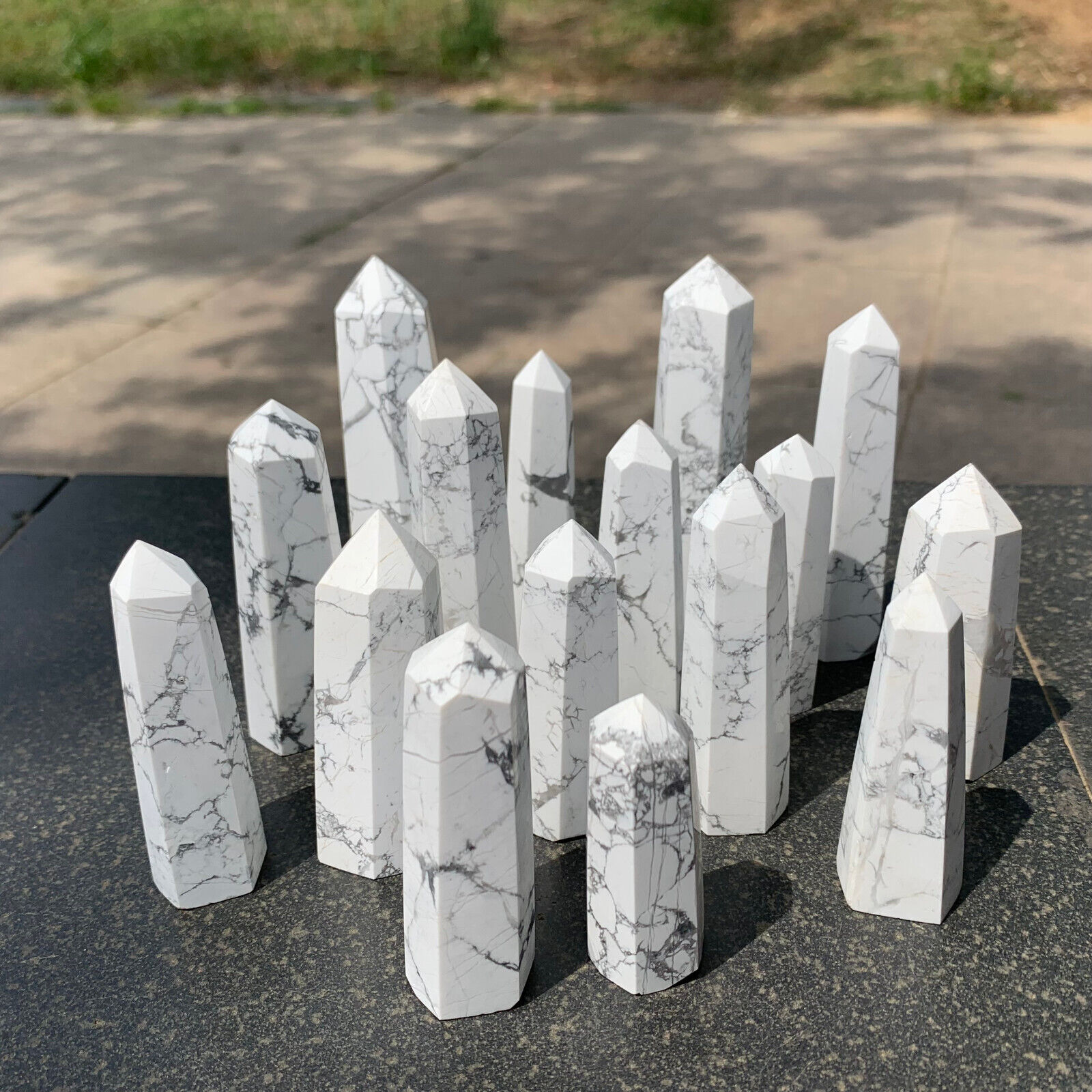 2.2LB A LOT Natural howlite quartz obelisk crystal WAND point healing