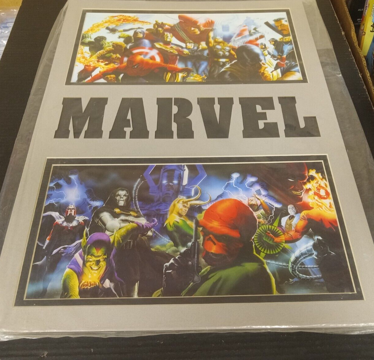 Vintage 1999 Marvel Avengers Heroes & Villains Laser-Mat art
