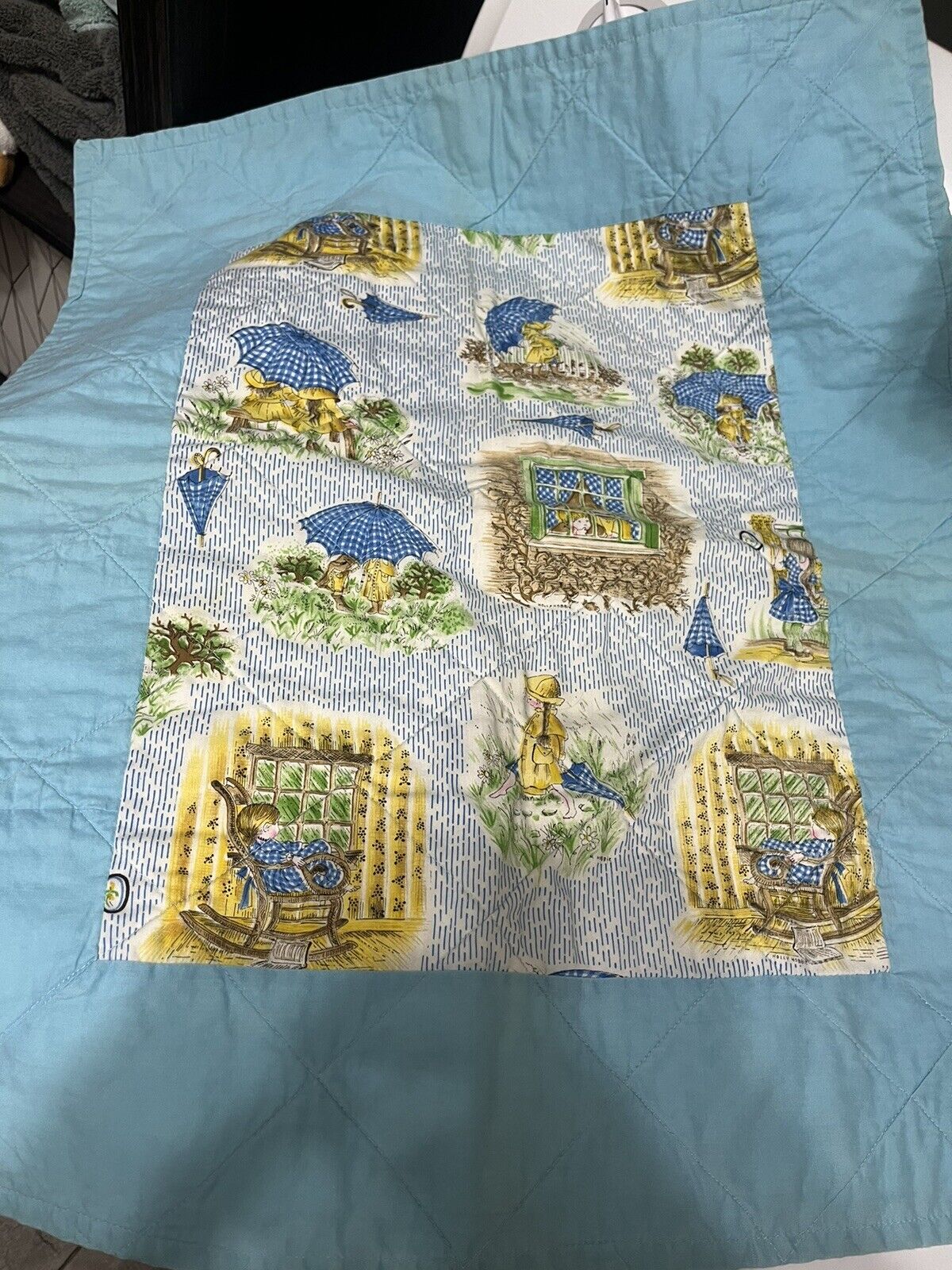 1970\'s Holly Hobbie Handmade Baby Crib Quilt Blanket