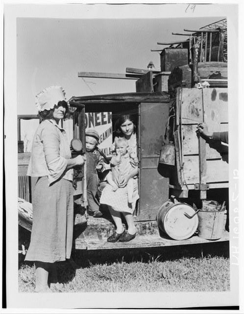 Drought Refugees,San Jose Mission,California,CA,Dorothea Lange,1935,FSA,1