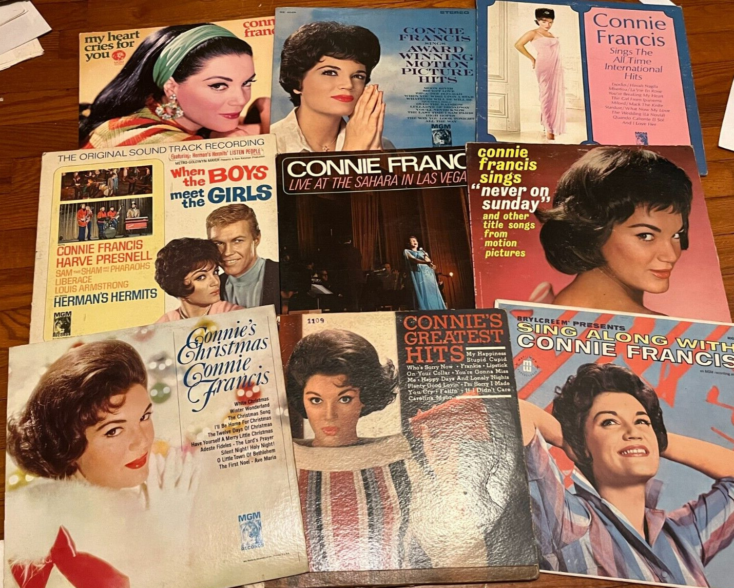 Lot  of 9 Vintage CONNIE FRANCIS LP'S Never on Sunday Where the GIrls Meet VINYL