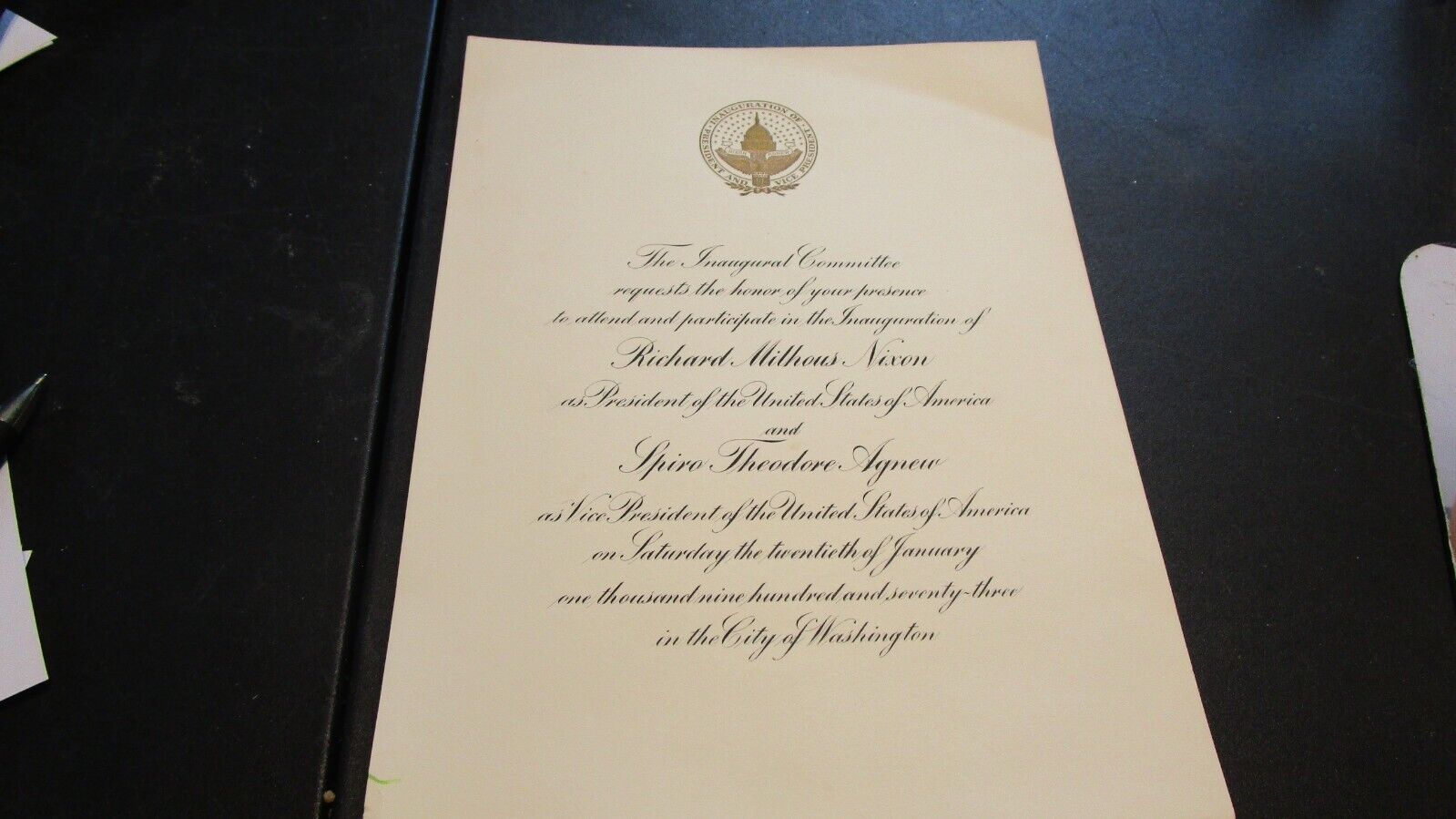 Official 1973 Nixon-Agnew Inauguration Invitation