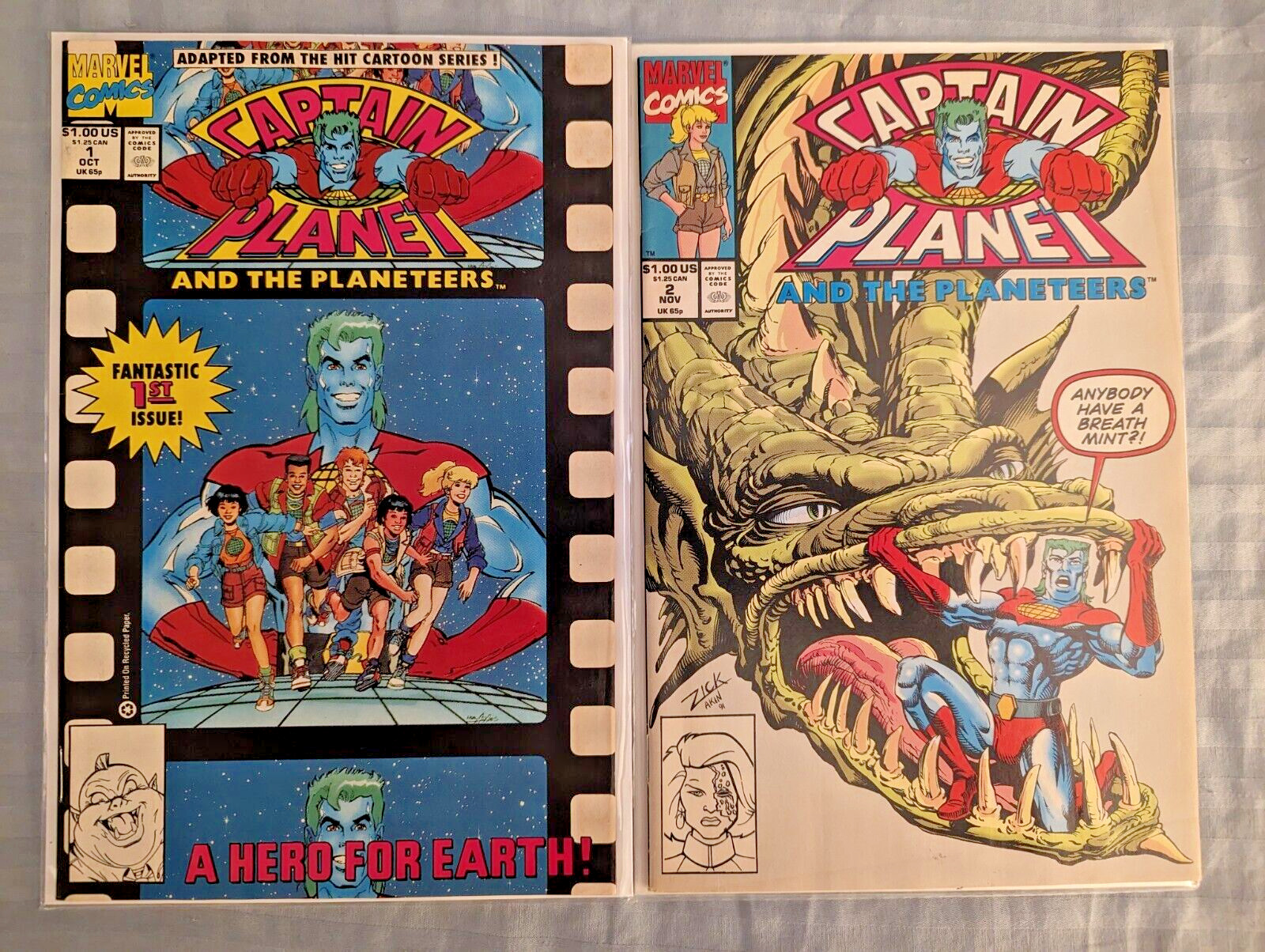 Captain Planet and the Planeteers #1 & 2 Marvel Comics (1991) Lot of 2
