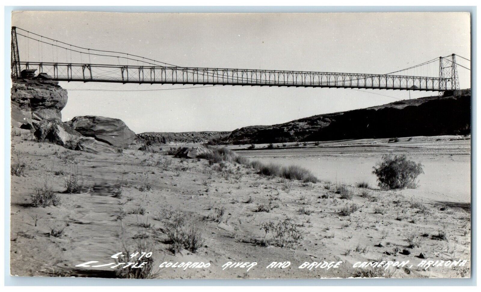 c1940's Little Colorado River And Bridge Cameron AZ RPPC Photo Vintage Postcard