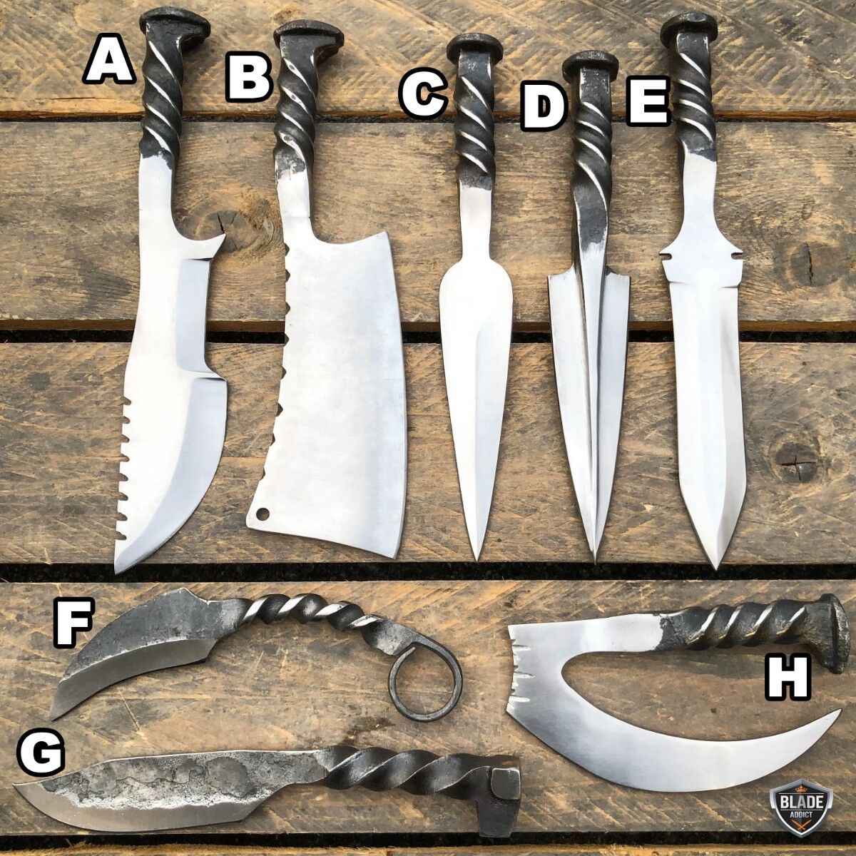 Hand Forged Railroad Spike Carbon Steel Hunting Custom Knife Fixed Blade +Sheath