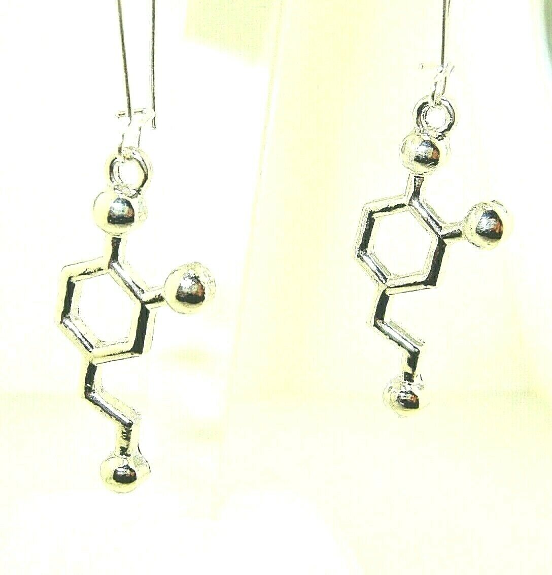New Bio Chemistry (Love) Molecule  DOPAMINE  Silver-tone Dangle Earrings 2\