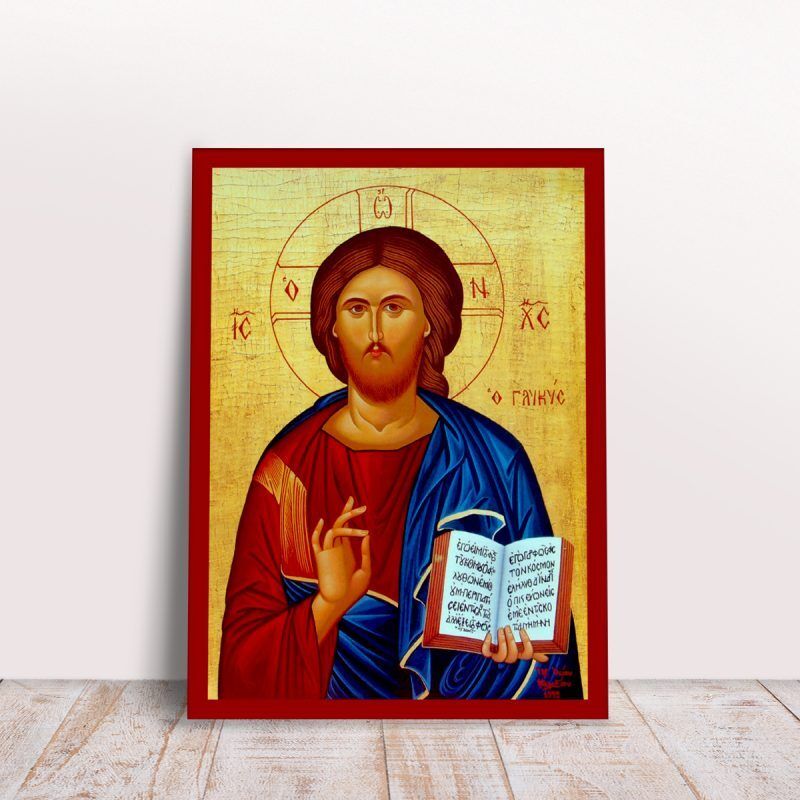 Jesus Evlogon Greek byzantine orthodox icon handmade