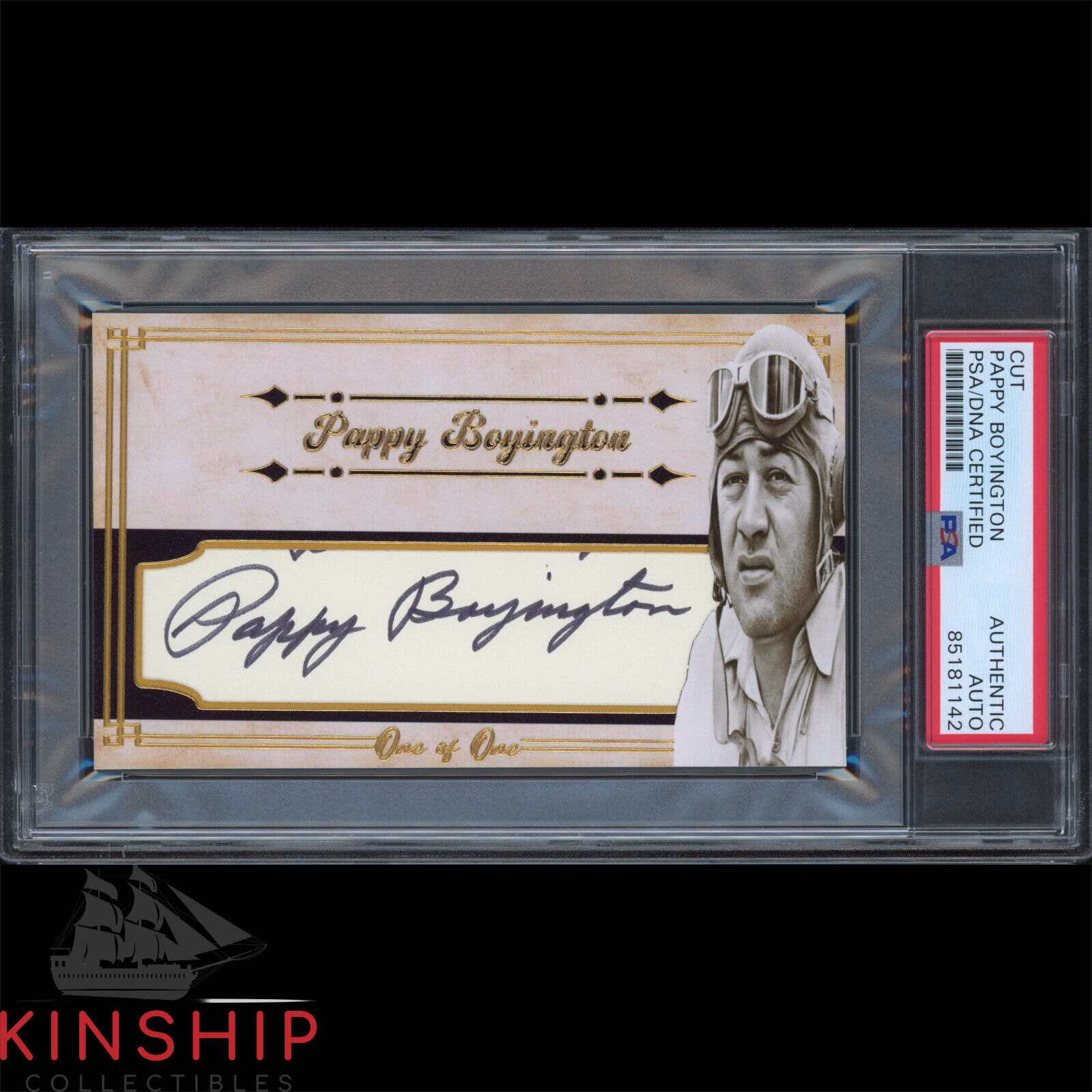 Pappy Boyington signed Cut 3x5 Custom Card PSA DNA Slabbed WWII Pilot Auto C2871