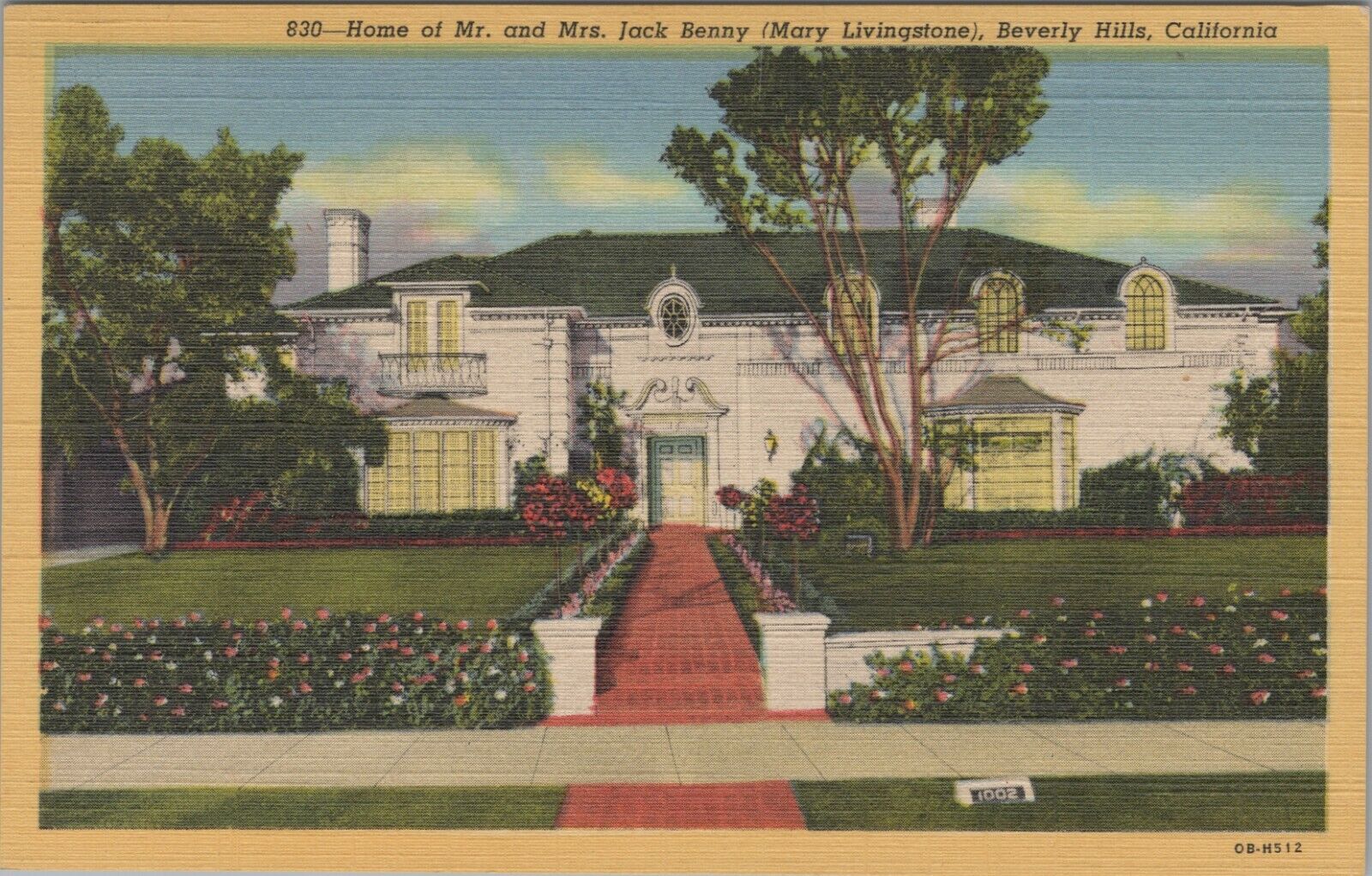 Jack Benny Mary Livingstone Beverly Hills Residence home California linen D910