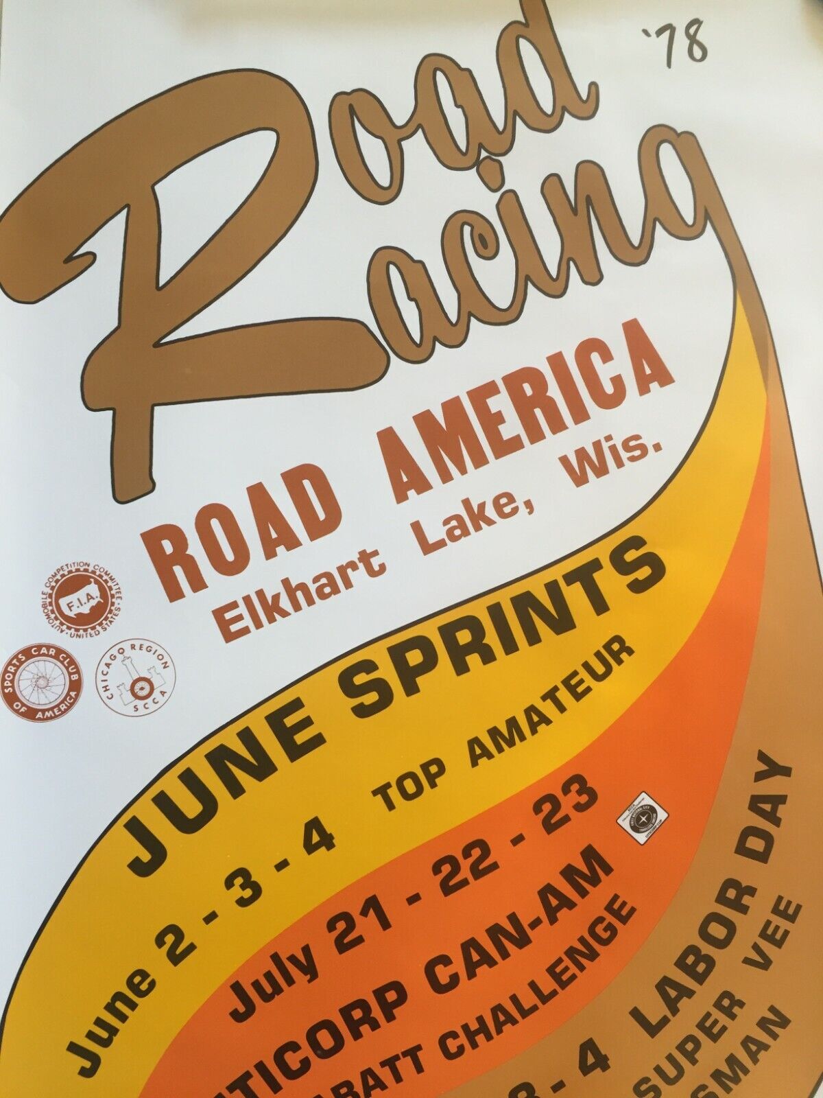 Vintage Original Road America 1978 Race Poster - Trans Am June Sprints (B)