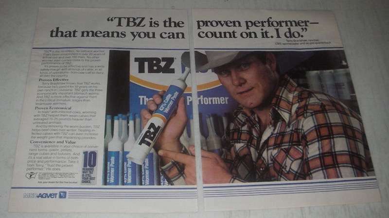 1985 MSD Agvet TBZ Ad - Terry Bradshaw - Proven Performer