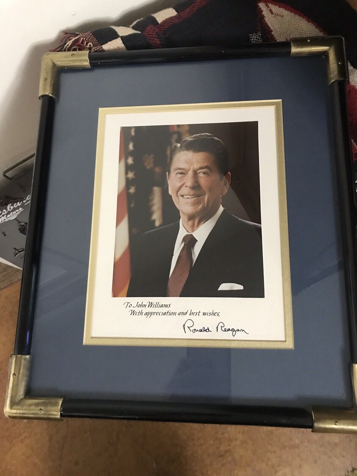 Ronald Reagan Signed framed Color Photo