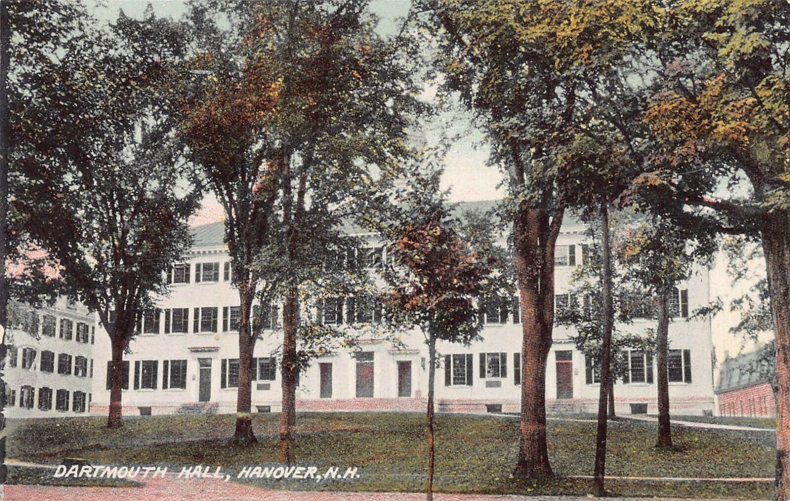  Dartmouth Hall, Hanover, New Hampshire, Early Postcard, Used in 1908
