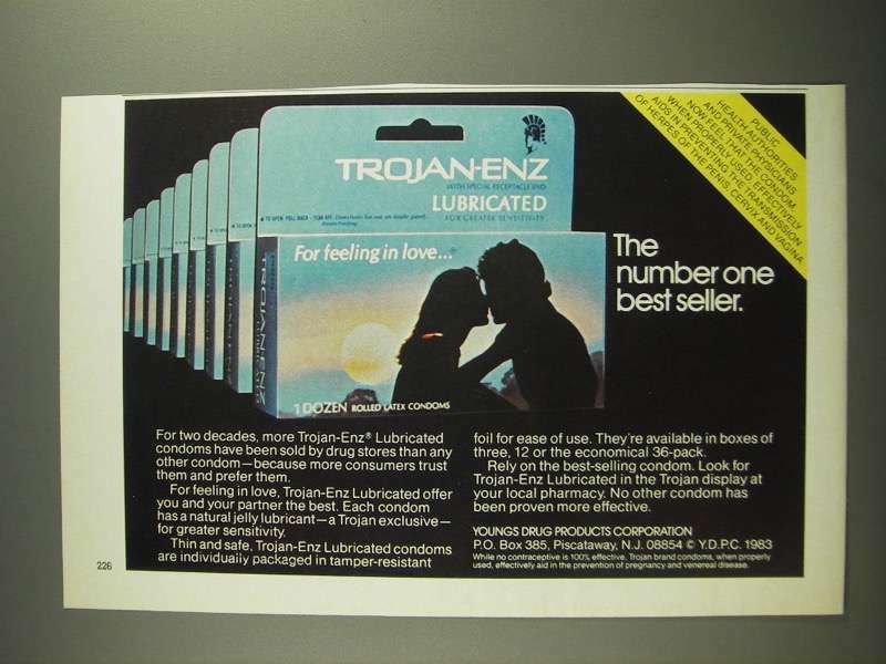 1983 Trojan-Enz Lubricated condoms Ad - Number One Best Seller
