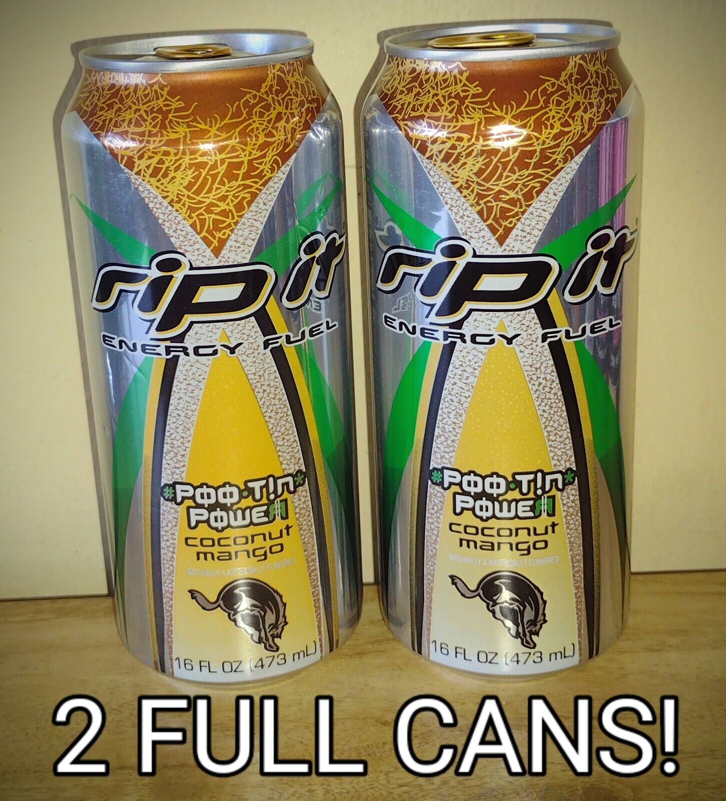 RARE RIP IT ENERGY DRINK POO-TIN POWER TWO FULL 16oz Cans