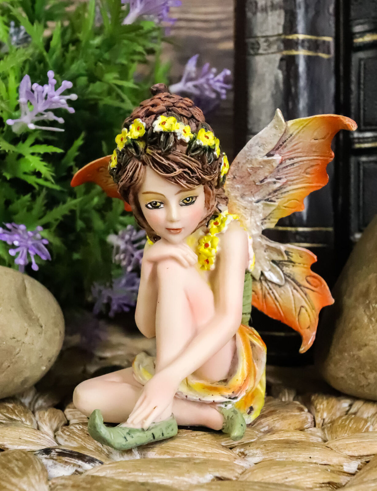 Ebros Gift Miniature Garden Bright Sun Flower Fairy Collectible Figurine 2.75