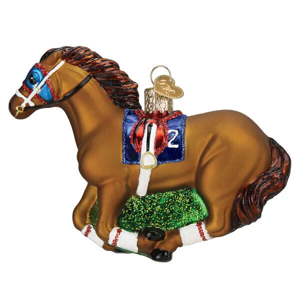 Old World Christmas RACEHORSE (12667) Glass Ornament w/OWC Box