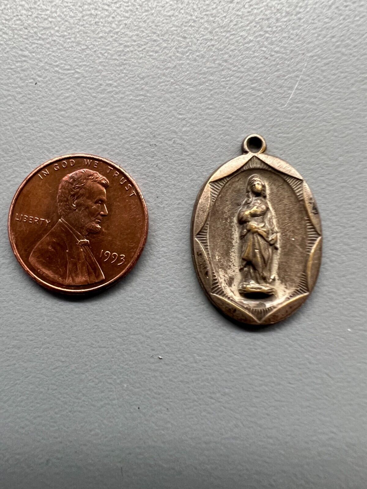 Vintage St. Philomena Medal Pray for us key ring fob, charm, pendant