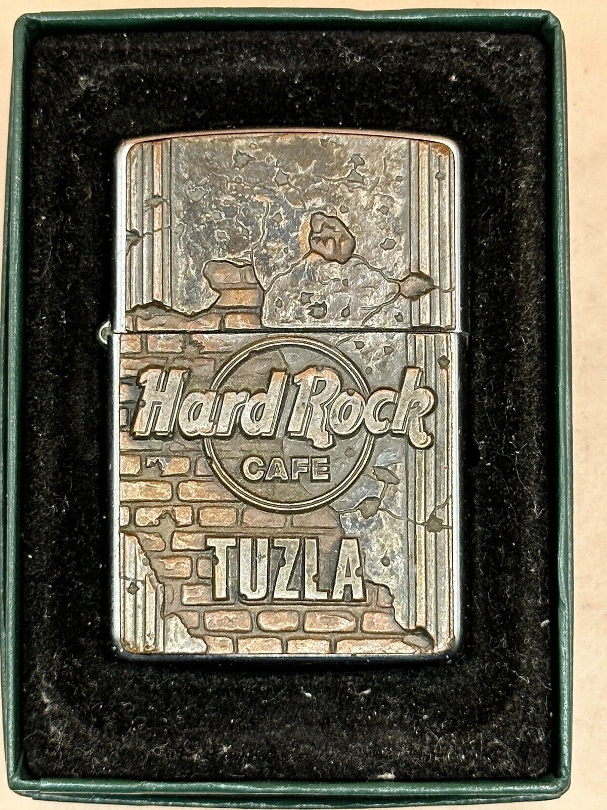 Vintage 1996 Hard Rock Cafe Tuzla Emblem Chrome Zippo Lighter