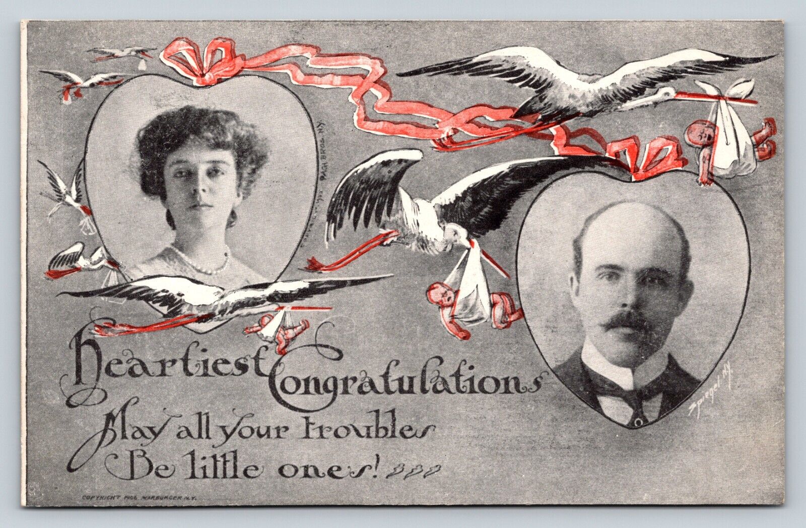 1906 Congratulations, May All of Your Troubles Be Little Ones ANTIQUE Postcard