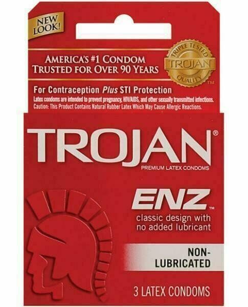Trojan ENZ Premium Latex Condoms Non Lubricated Classic Design 3 ct Pack of 10