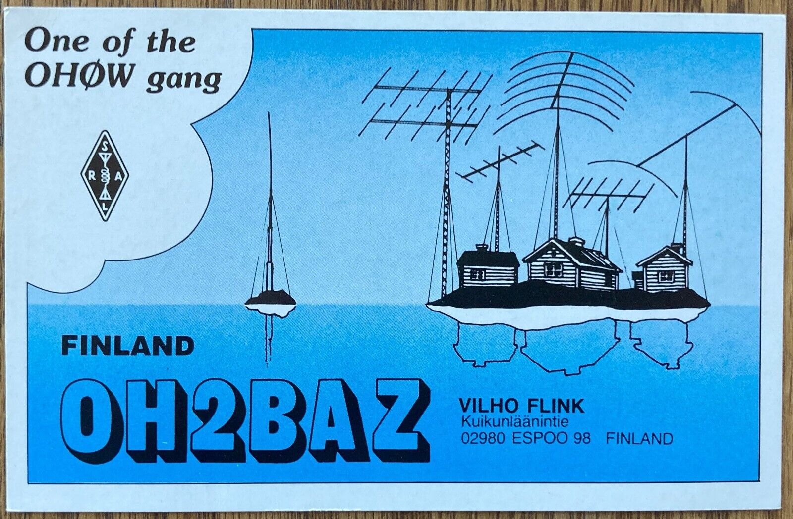 QSL Card - Espoo, Finland - Vilho Flink - OH2BAZ - 1983 - Postcard