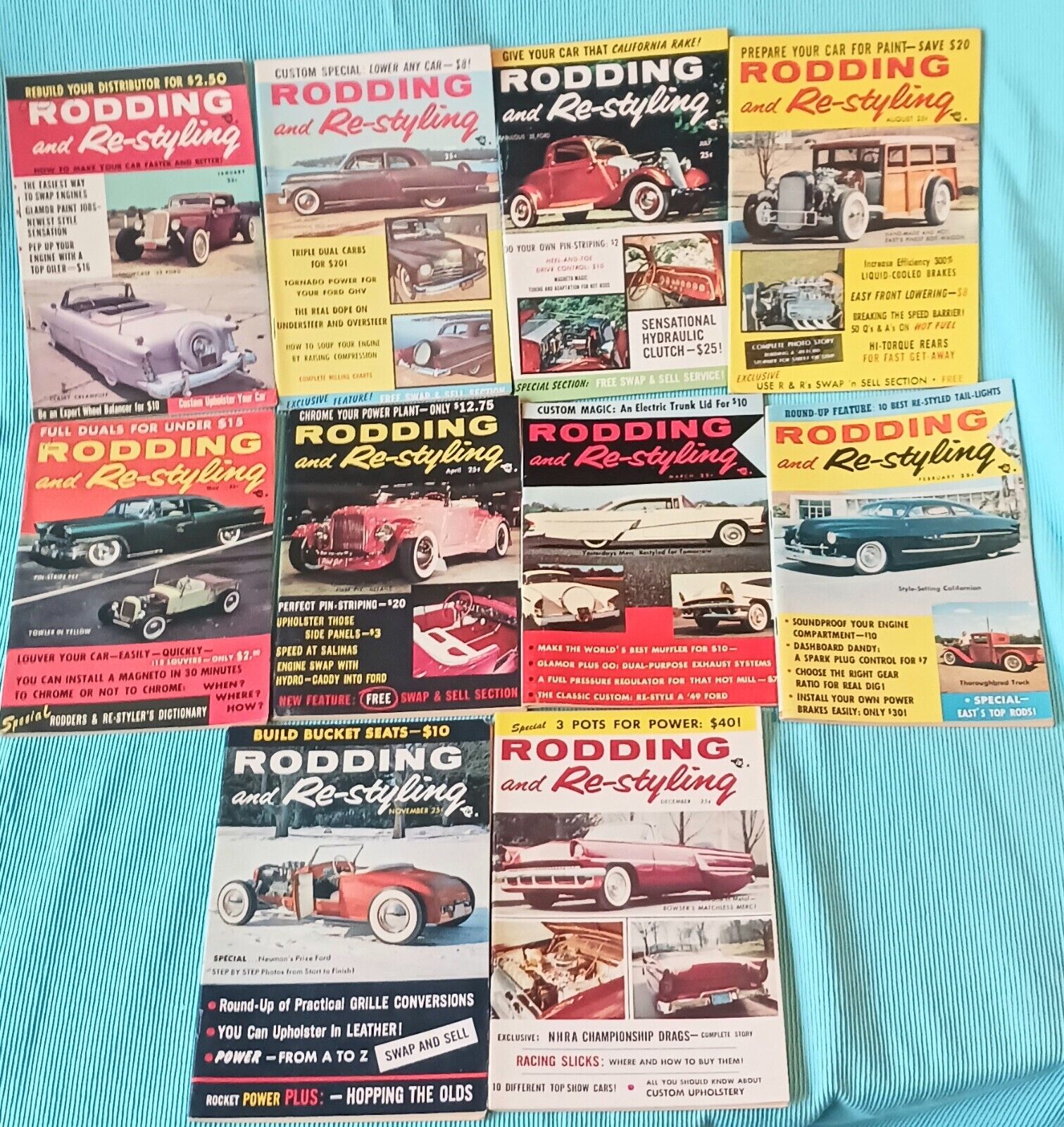 Lot Of 10 Vintage 1957 RODDING AND RE-STYLING Mini Hot Rod Magazines Cars Autos