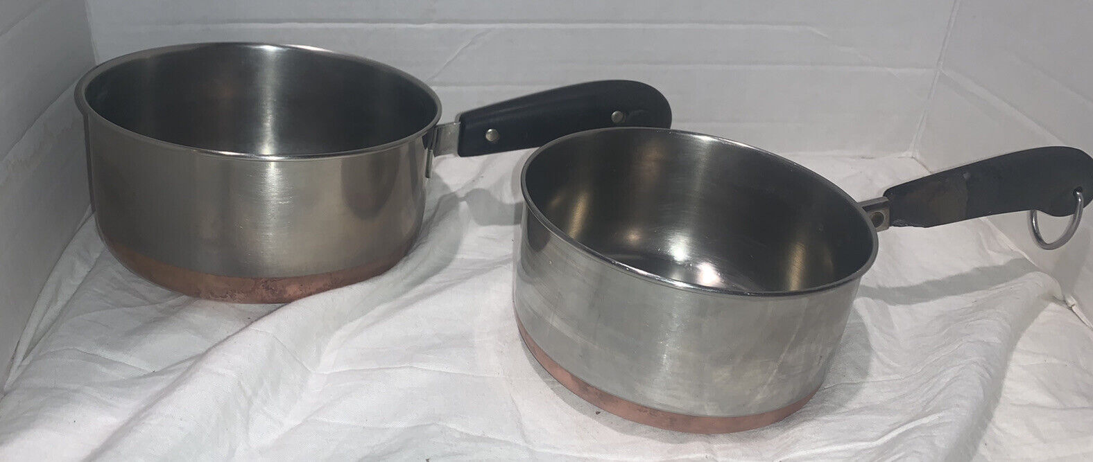 Vintage Revere Ware 1801 Copper Bottom Cookware Set Of 2 Pots 1 Qt 2 QT