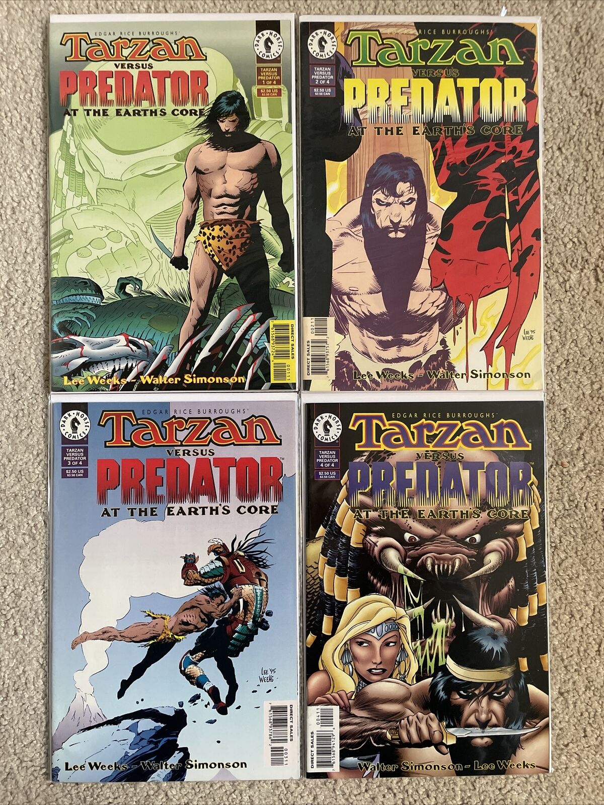 Tarzan Versus vs Predator At The Earth\'s Core 1-4 Complete Set Dark Horse Comics