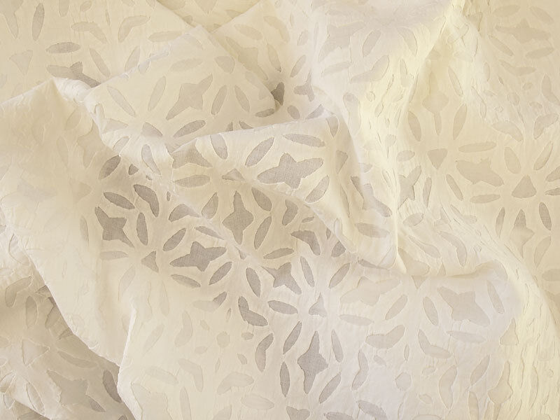 Remarkable Hand-Appliqued Fabric With All-Over Design White Cotton Artisan