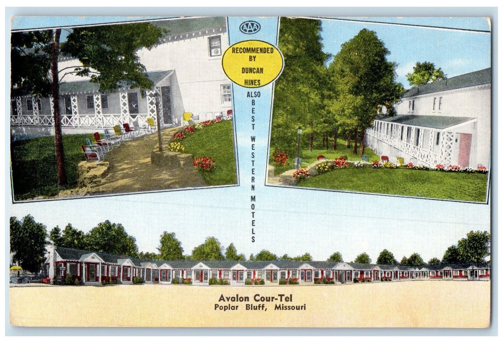 c1940s Avalon Cour-Tel Exterior Poplar Bluff Missouri MO Unposted Trees Postcard