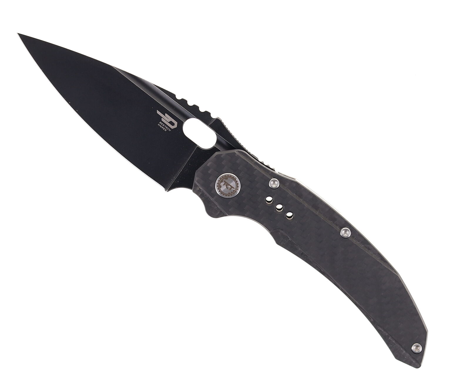Bestech Exploit Folding Knife Black Ti/CF Handle S35VN Plain Black Blade BT2005G