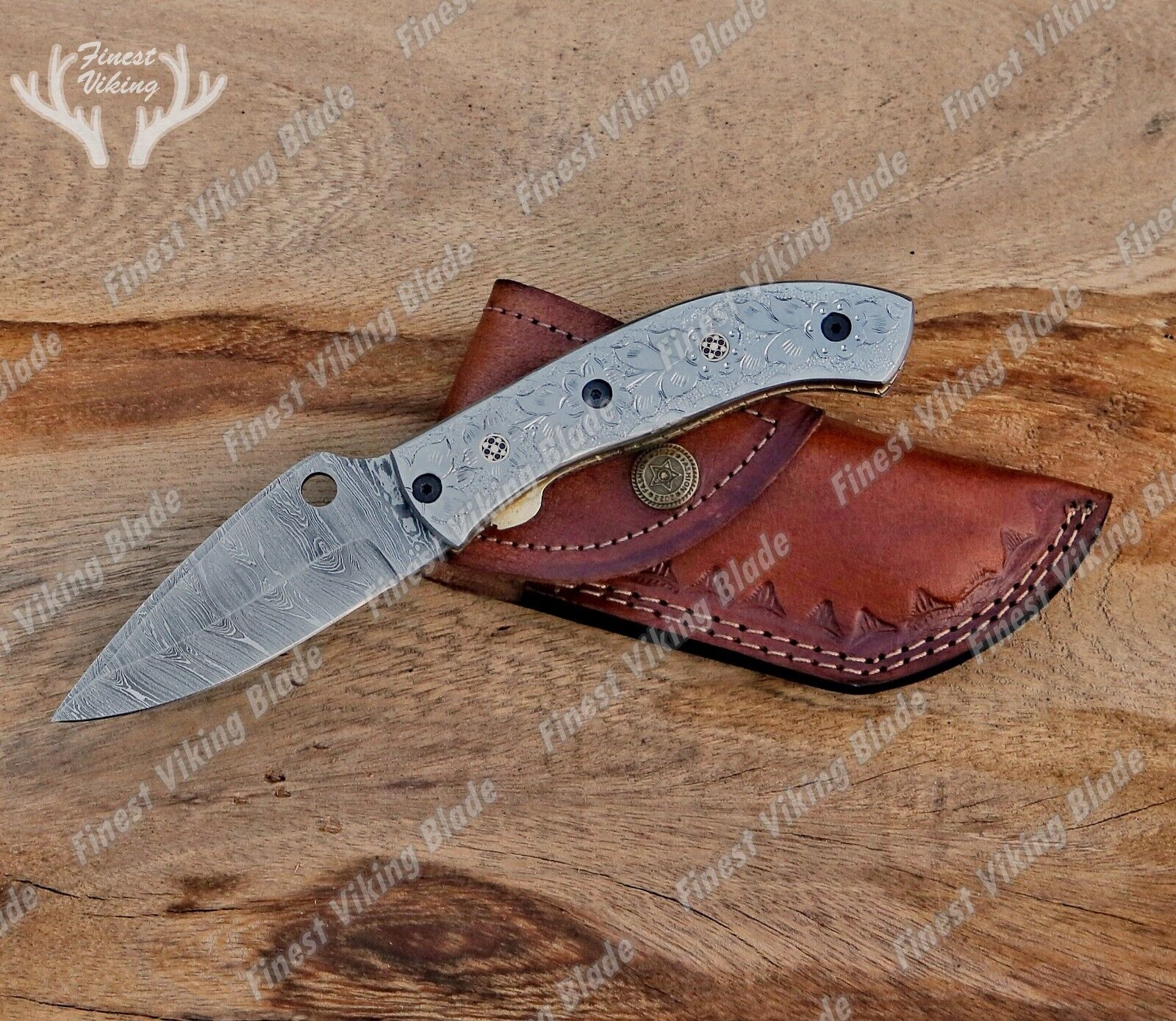CUSTOM HANDMADE DAMASCUS Steel Pocket Folding Knife, Hand Forged Hunting/Camping