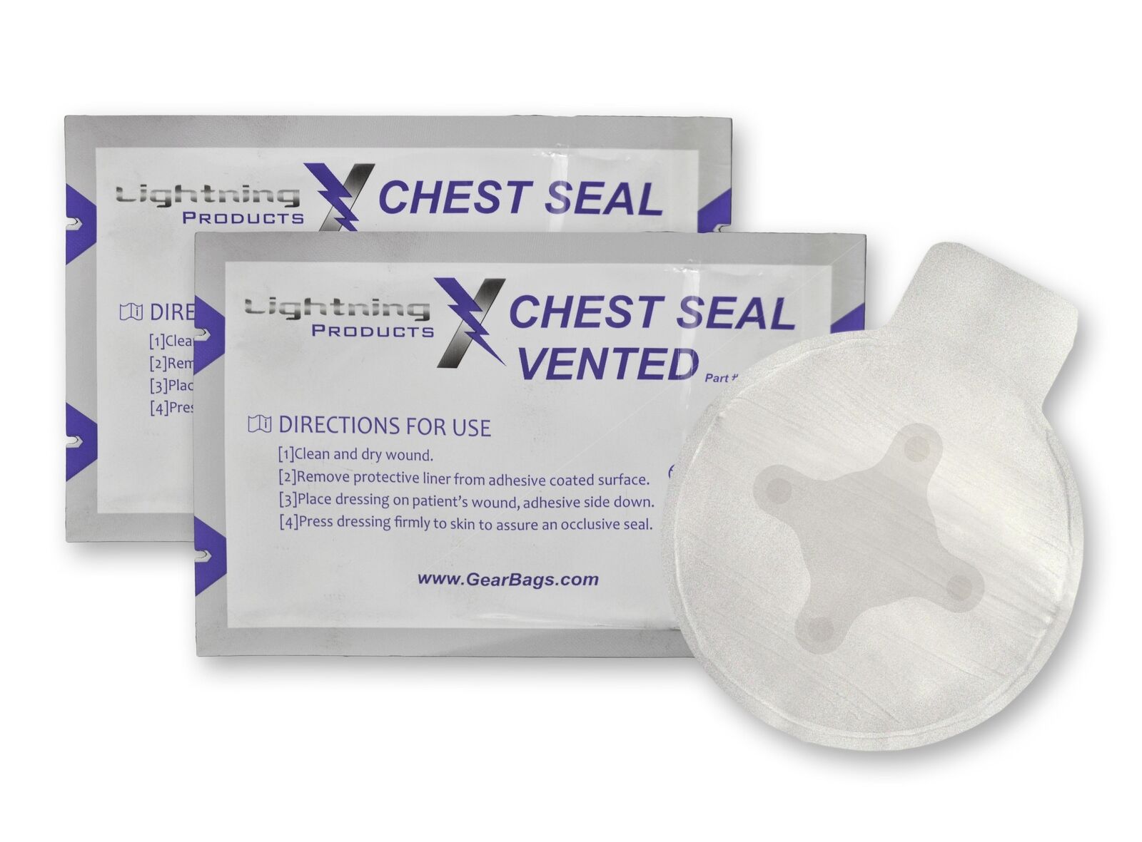 LIGHTNING X Vented Chest Seal, TWIN PACK, 6