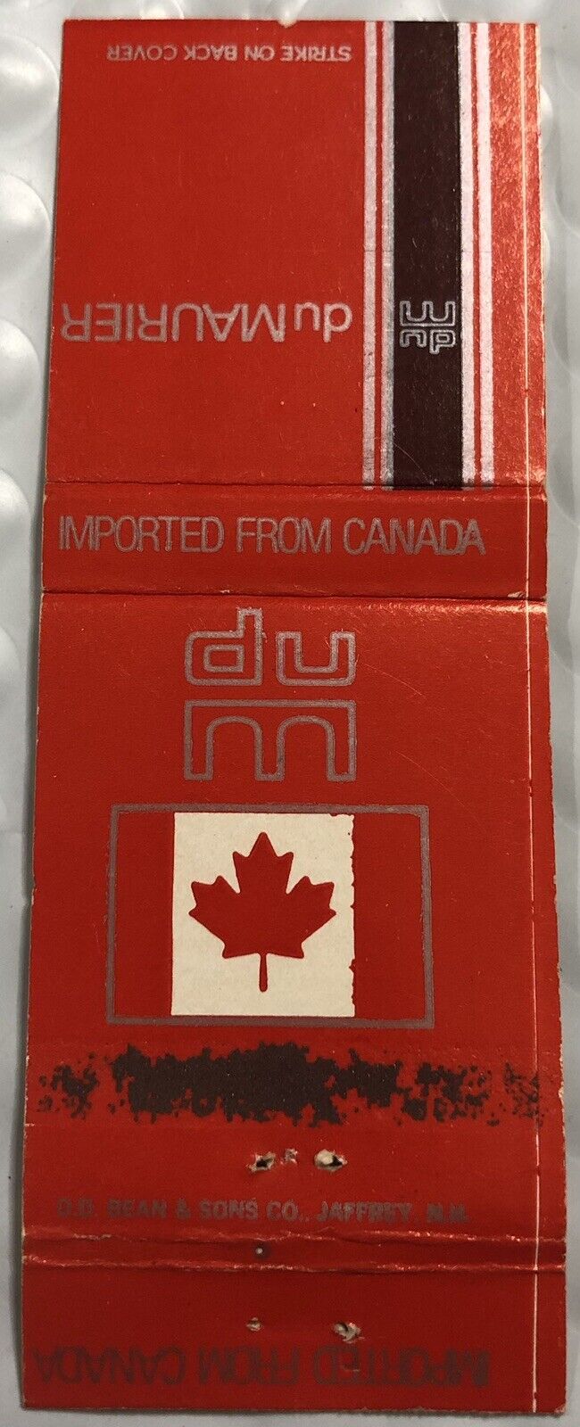 Vintage 20 Strike Matchbook Cover - Du Maurier Cigarettes Canada