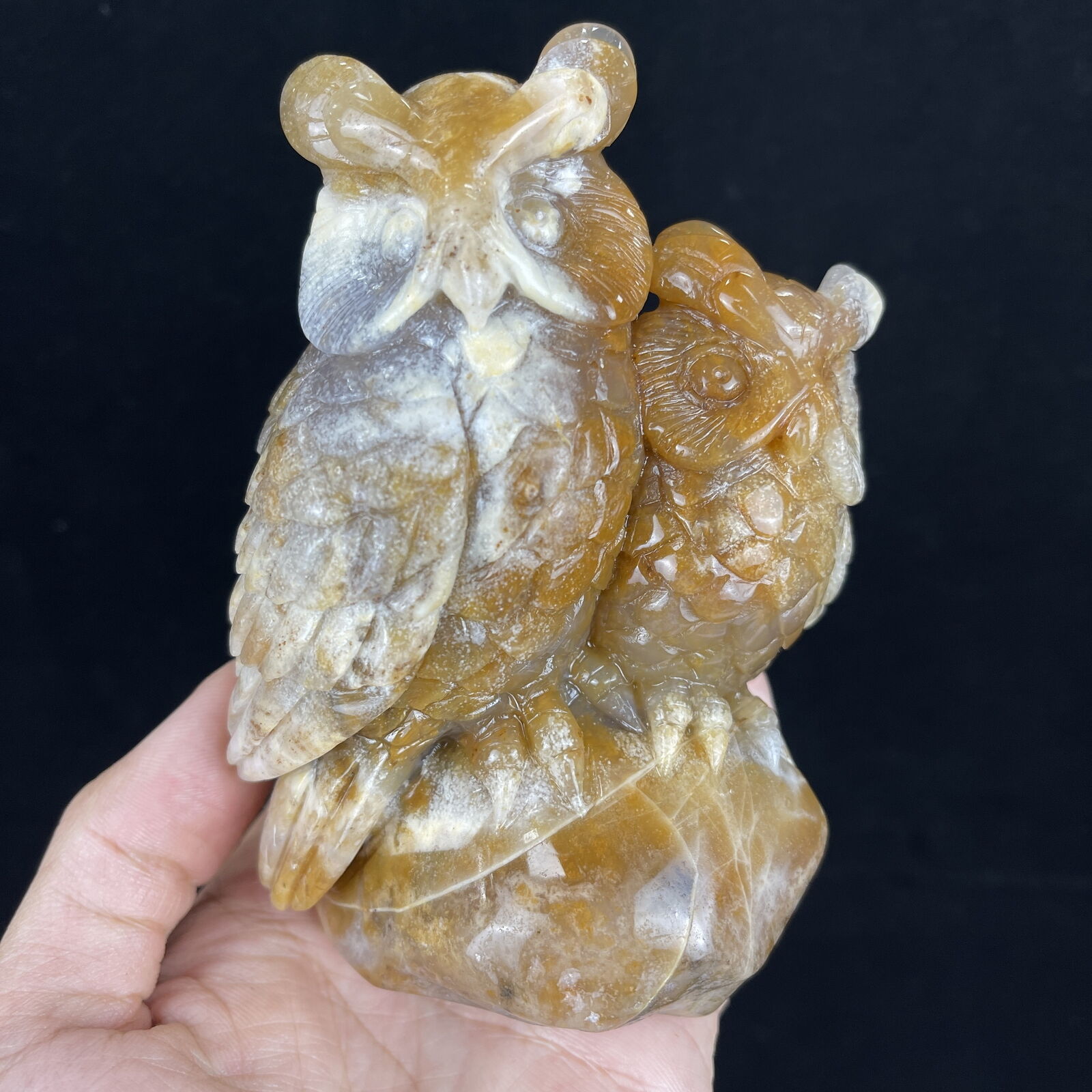 5 in- Crystal Owls Carving Collectable Owl Statue Home Office Decoration Crafts